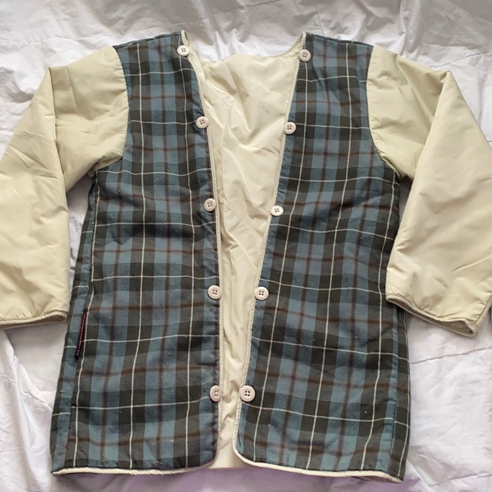 Plaid and nylon liner jacket